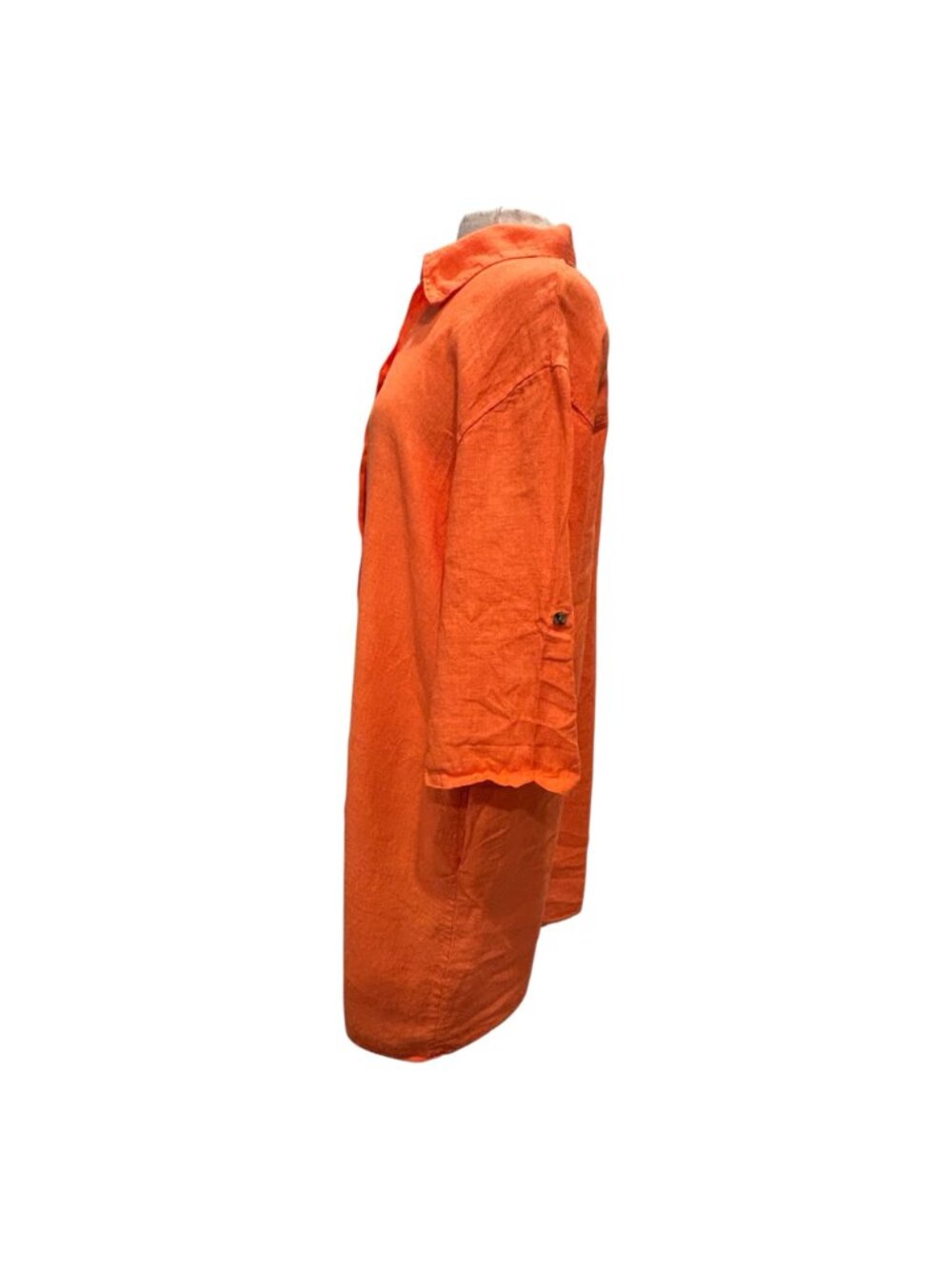 VEN MODA 100% Linen Shirt Dress Made in Italy Orange Lagenlook Oversized L - Picture 3 of 7